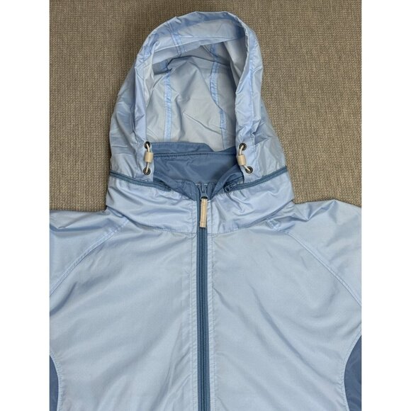 Columbia Womens Blue Windbreaker Jacket Size L Zip Water-Resistant Stowed Hood - Picture 13 of 16